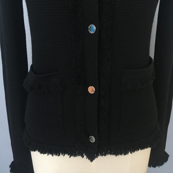 Michael Kors Fringe Merino Wool Cardigan - Picture 6 of 8